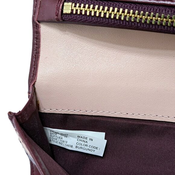 Radley London Foldover Leather Wallet Doggie Dark Red Pink Gold Credit Card - Picture 8 of 8